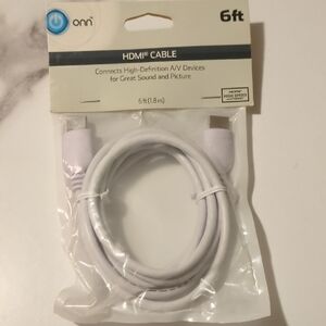 Onn White HDMI Cable 6ft